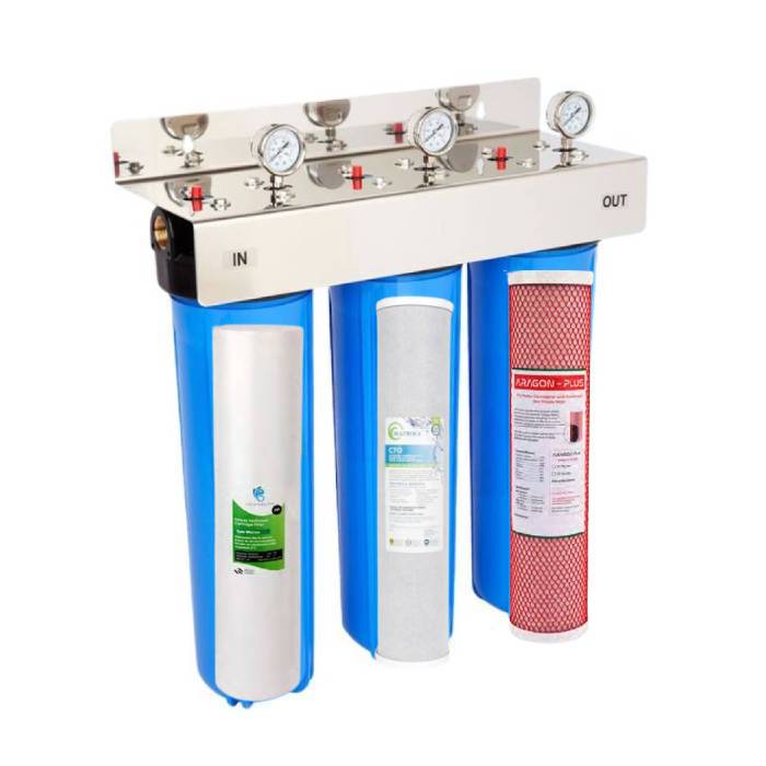 Triple Whole House High Flow 20 Inch Water Filter with Cartridges